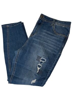 KENSIE Distressed Skinny Leg Jeans Size 14